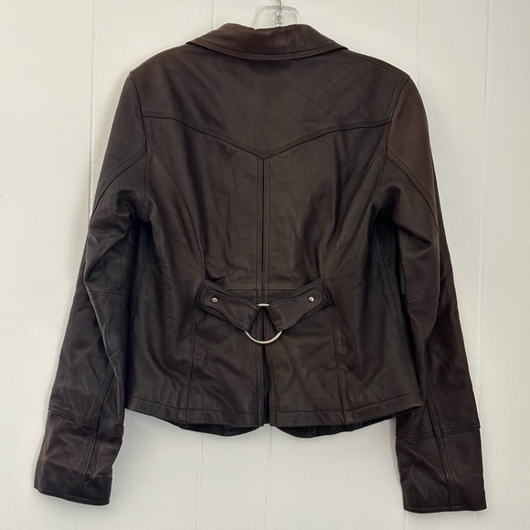 Nine West Brown Leather Jacket Size Small - Picture 6 of 11
